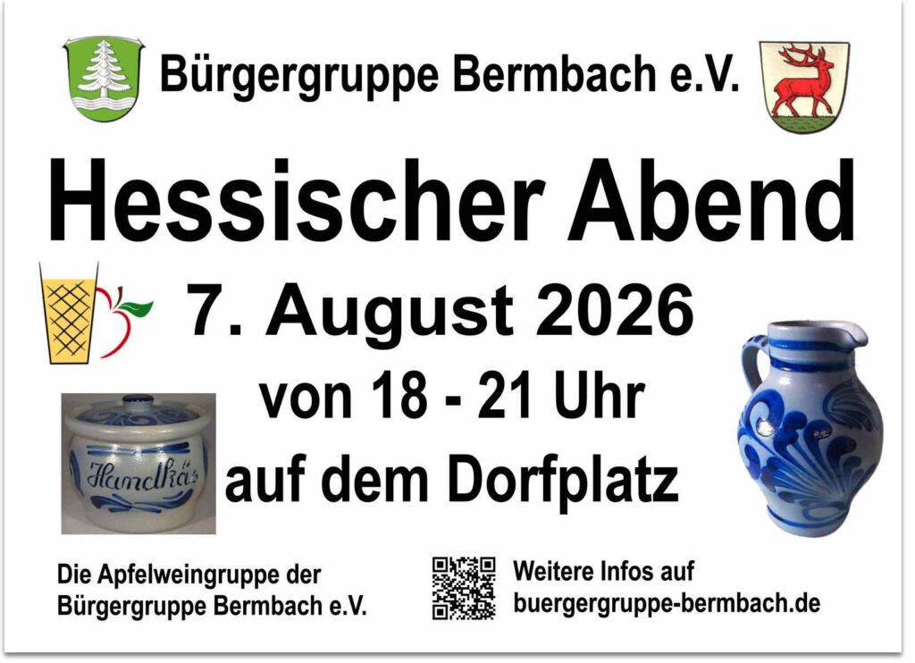 Hessischer Abend am 07.08.26 auf dem Dorfplatz Bermbach